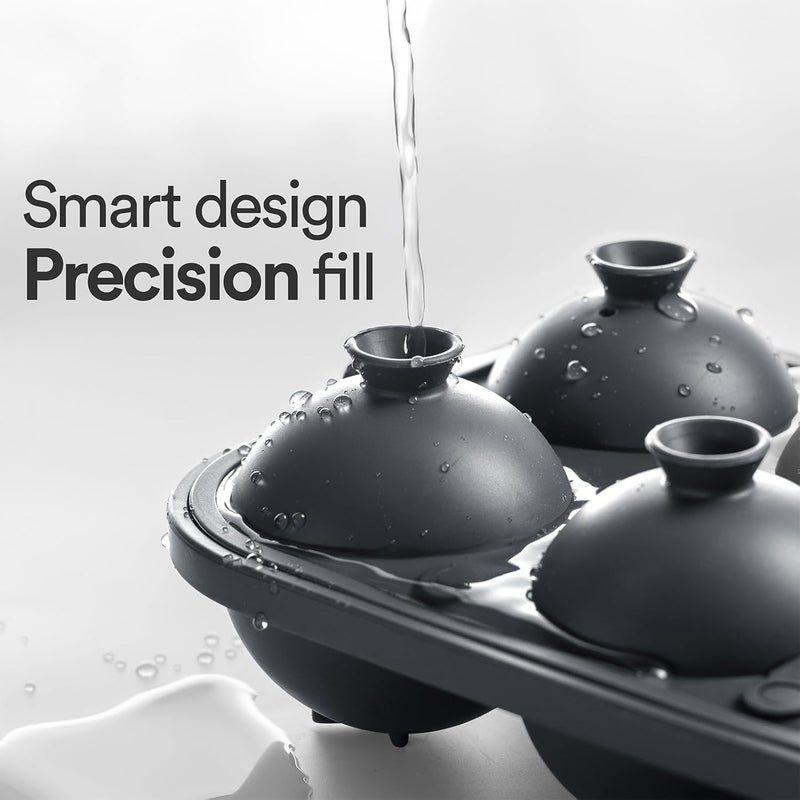 glacio Ice Cube Molds – Large Silicone Ice & Sphere Mold Combo with Built-In Easy-Fill Funnel 2-Inch Round & Square Whiskey Ice Molds for Cocktails & Bourbon - Image 3